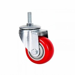 Screw Castor Wheel M12 75mm Red
