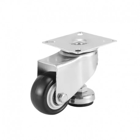 Flat Castor Wheel 50mm Black with Adjustable Leveling Fixed Foot 35mm