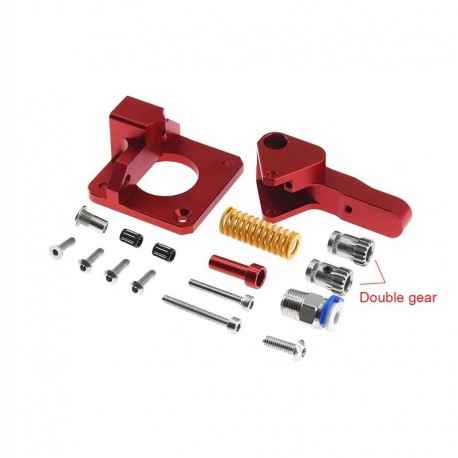 MK8 Dual Gear Double Pulley Aluminum Extruder (Red)