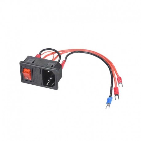 AC 220V 15A Panel Mount 3 Terminal Power Socket with Fuse Holder and Neon Switch