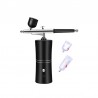 0.3mm Gravity Feed Single Action Airbrush Paint Spray Gun Kit with Battery Powered Mini Air Compressor - Black