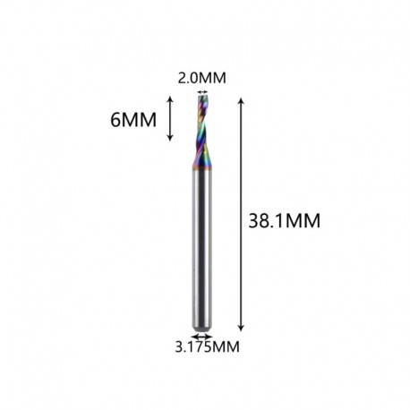 Flat Nose Single Flute Spiral Bit for Acrylic, MDF and Compression Materials (DLC Coating)