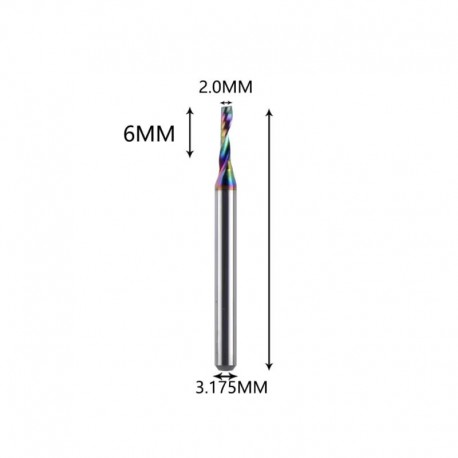 Flat Nose Single Flute Spiral Bit for Acrylic, MDF and Compression Materials (DLC Coating)