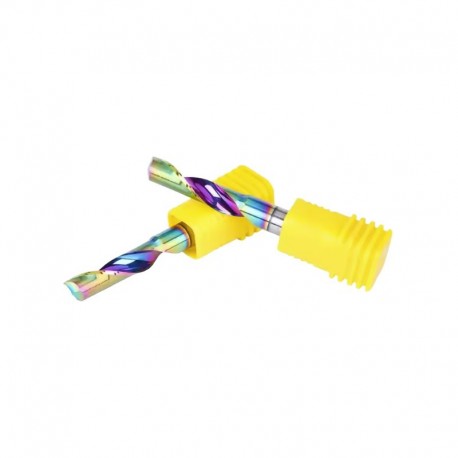 Flat Nose Single Flute Spiral Bit for Acrylic, Aluminium and Brass (DLC Coating)